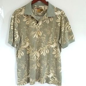 Caribbean polo shirt, M,Olive green/cream